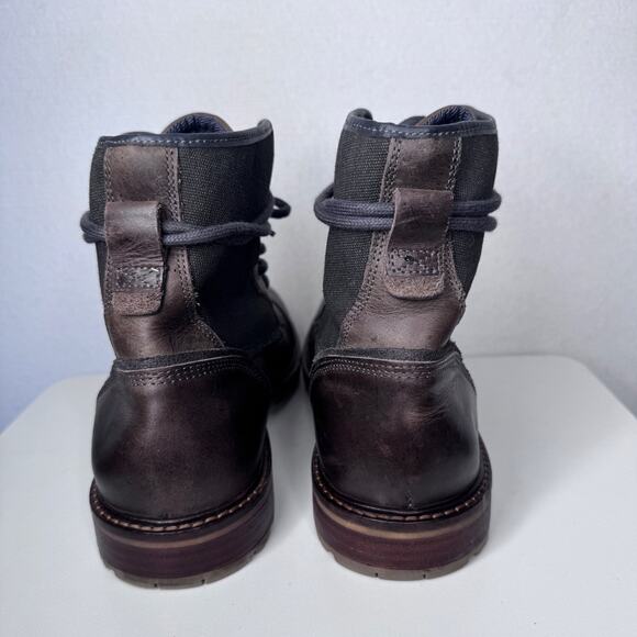 Vintage ALDO Brown Leather Canvas Combat Boots Men’s US 10 EU 43 Made Portugal main image 12